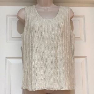 NWT Sigrid Olsen Silk Blend Beaded Front Tank Size M